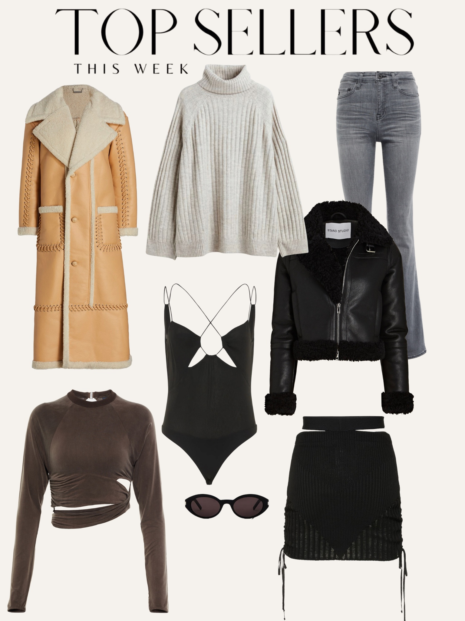 Top sellers in fashion this week
Winter clothes
Coats
Resort wear 
Bodysuit
Crop top 
Leather jacket
Denim 

#LTKFind #LTKstyletip #LTKSeasonal