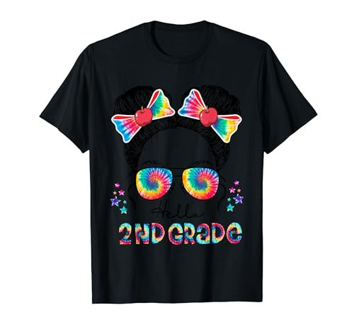 Hello 2nd Grade Messy Bun Back To School First Day Girl Kids T-Shirt | Amazon (US)
