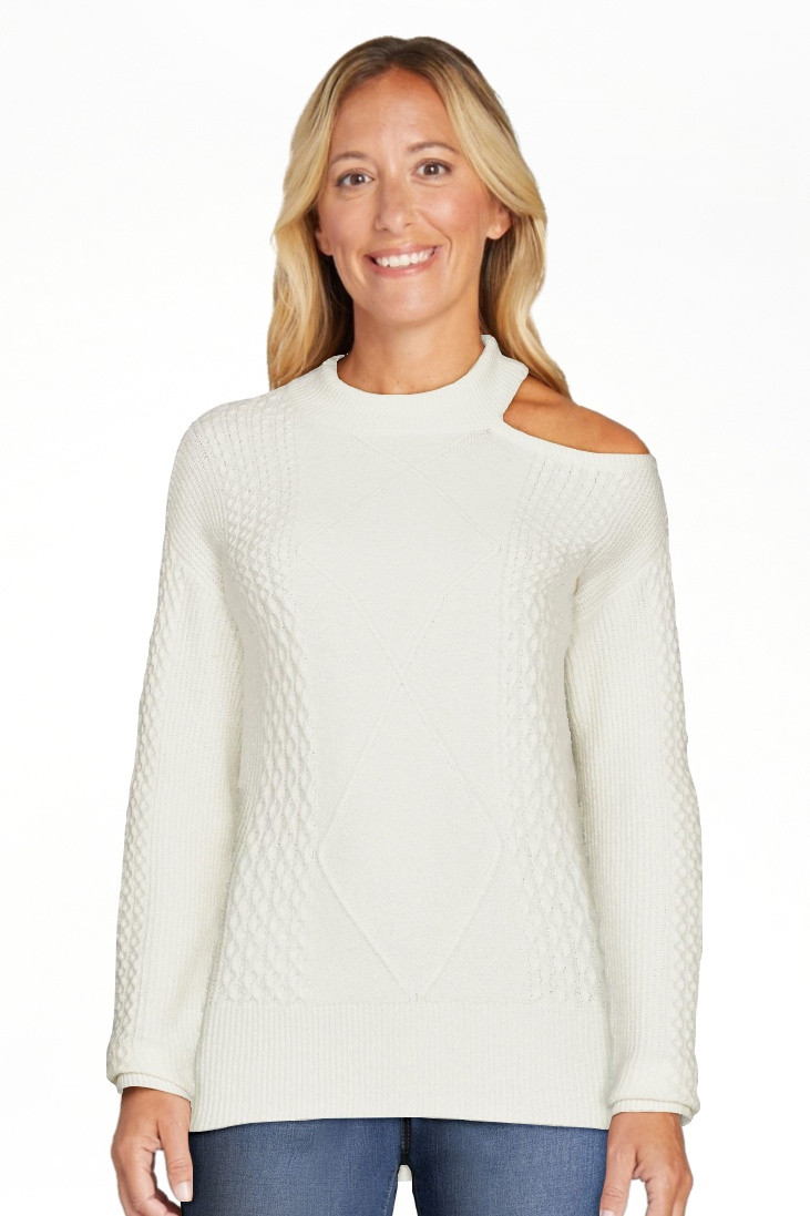 Sofia Jeans by Sofia Vergara Women's Cutout Cable Sweater | Walmart (US)