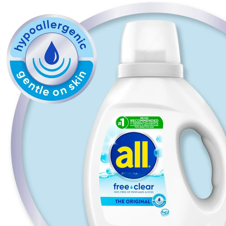 all Liquid Laundry Detergent, Free Clear for Sensitive Skin, 184.5 Ounce, 123 Loads | Walmart (US)