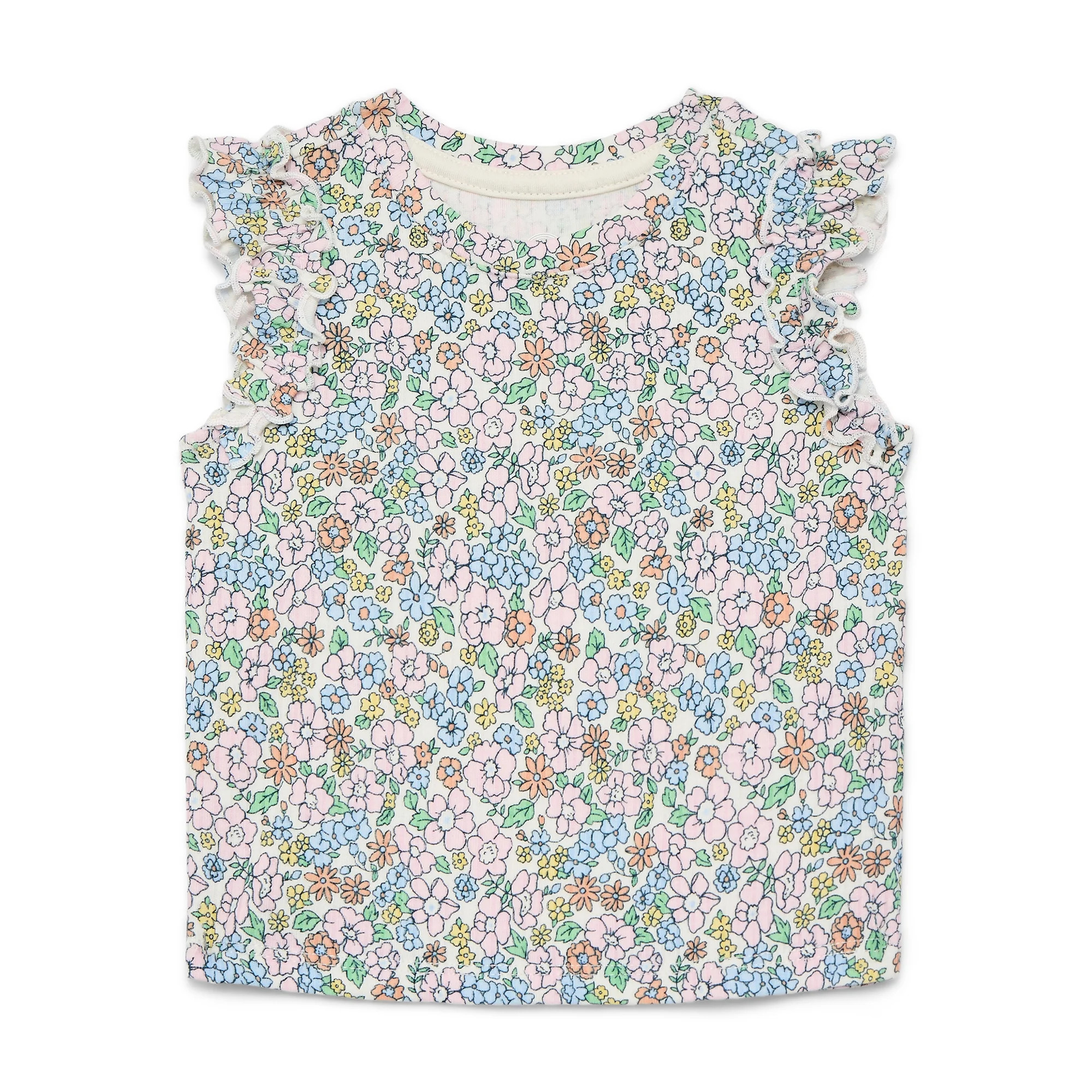 Wonder Nation Baby Girls Tee with Flutter Sleeves, Sizes 0-24 Months | Walmart (US)