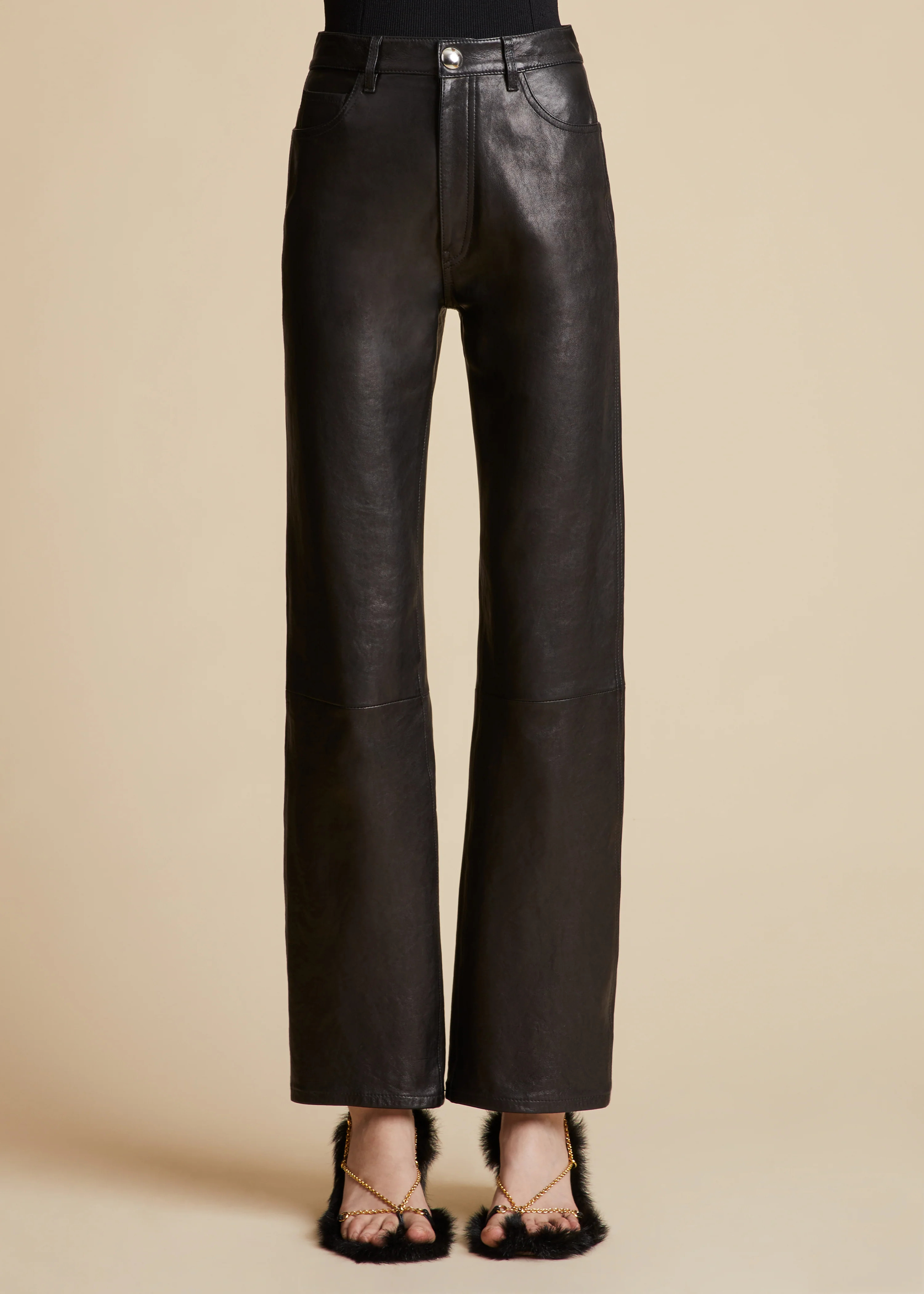 The Danielle Pant in Black Leather | Khaite