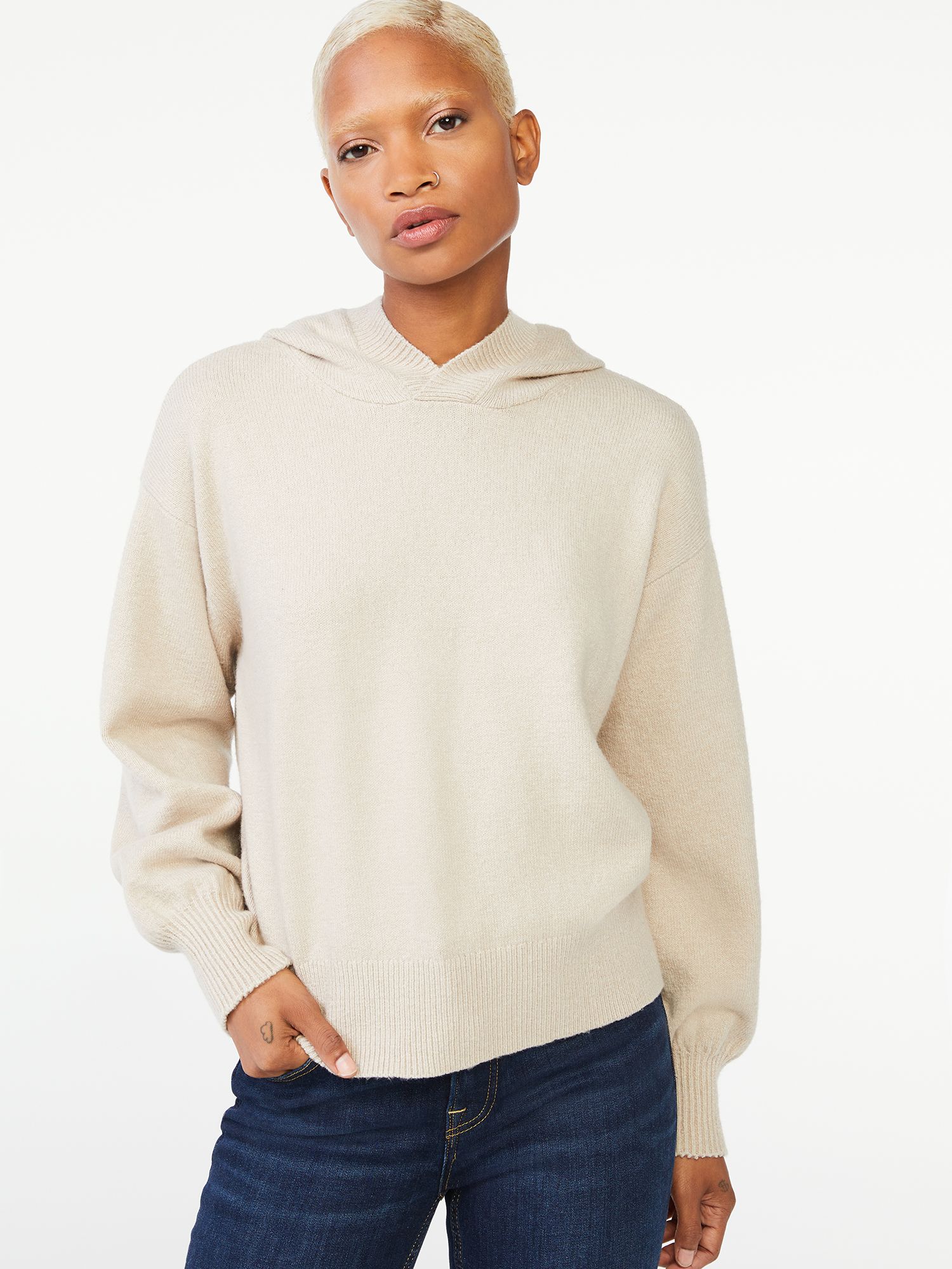 Free Assembly Women's Boxy Hoodie Sweater | Walmart (US)