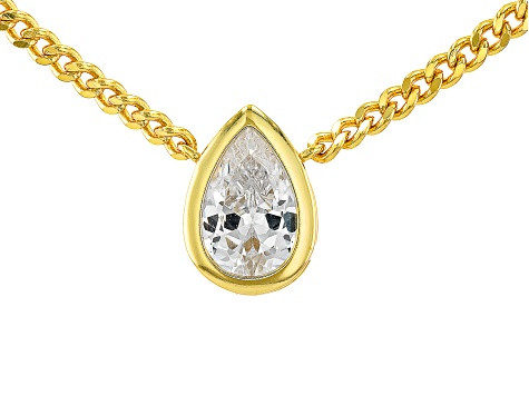 White Cubic Zirconia 18k Yellow Gold Over Sterling Silver Necklace 2.10ctw - DOL019B | JTV Jewelry