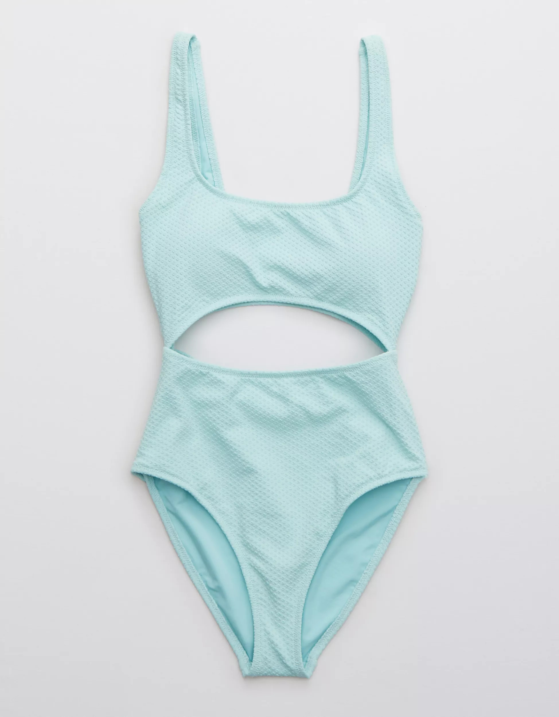 Aerie Jacquard Cut Out Scoop One Piece Swimsuit | American Eagle Outfitters (US & CA)
