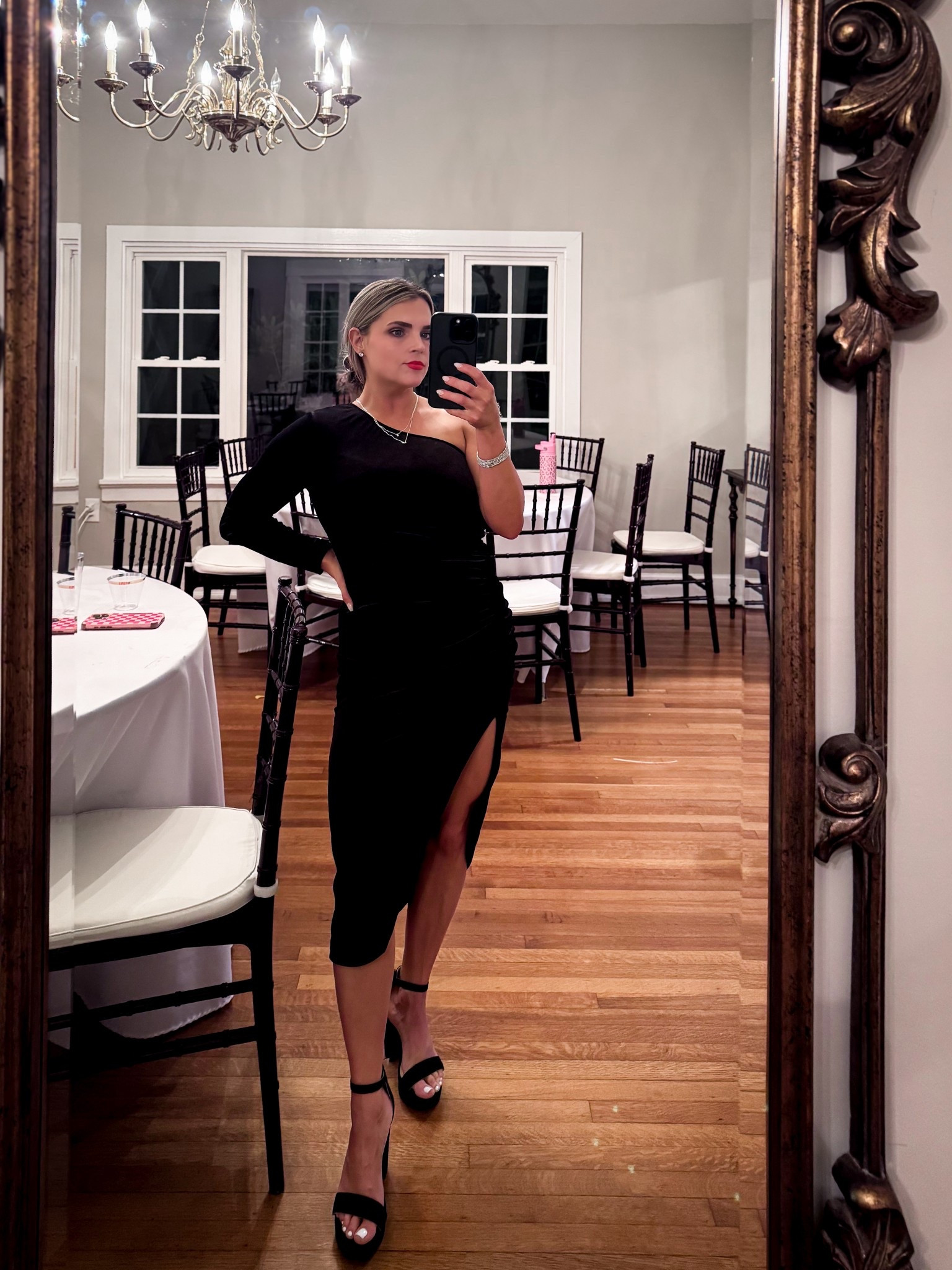 When formal isn’t your forte and arms are also not your forte. 😂 
The perfect velvet midi dress with just enough “formal” and “class” but still comfortable and affordable. + actual comfortable heels that are so cute with everything. I would seriously wear it again in other colors! It was great for a colder fall wedding! 🍂🍁🖤


#AfforableFinds #FallWedding #WinterDresses #HolidayDresses #MidiFormal 

#LTKWedding #LTKPetite #LTKHoliday