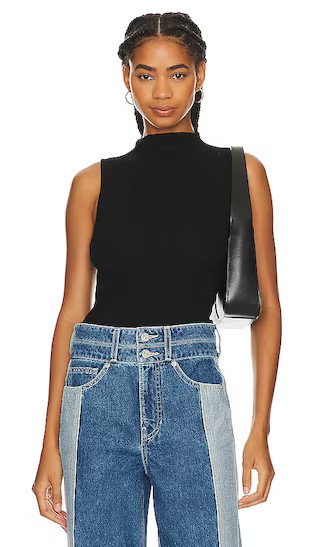 Enza Costa Silk Knit Rib Sleeveless Mockneck in Black. - size S | Revolve Clothing (Global)