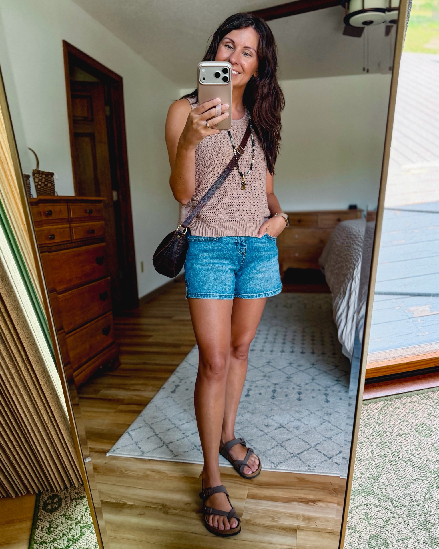 Small in my apricot in my tank, small in my bra, 00 in my denim shorts (medium wash—size up if you want looser! Waist is tighter). My sandals are size 36. My necklace is from Acorns and Twine and I highly recommend. I also linked similar!
My bag is the small one🤎

#LTKSeasonal #LTKPetite #LTKgrwm