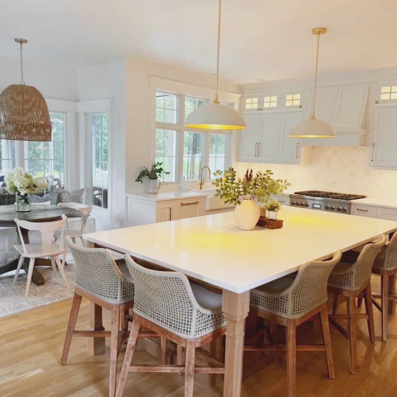 Modern Classic Kitchen design by Porche & Co. online interior design company 🤍 Bright white and natural wood kitchen with timeless but modern warm touches throughout ✨

#LTKHome