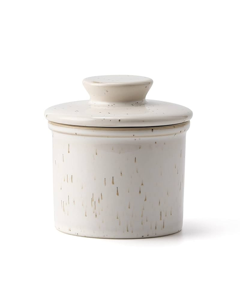 XELA Ceramic Butter Crock, The Original Reactive Glaze Speckled White, Butter Dish With Water Lin... | Amazon (US)