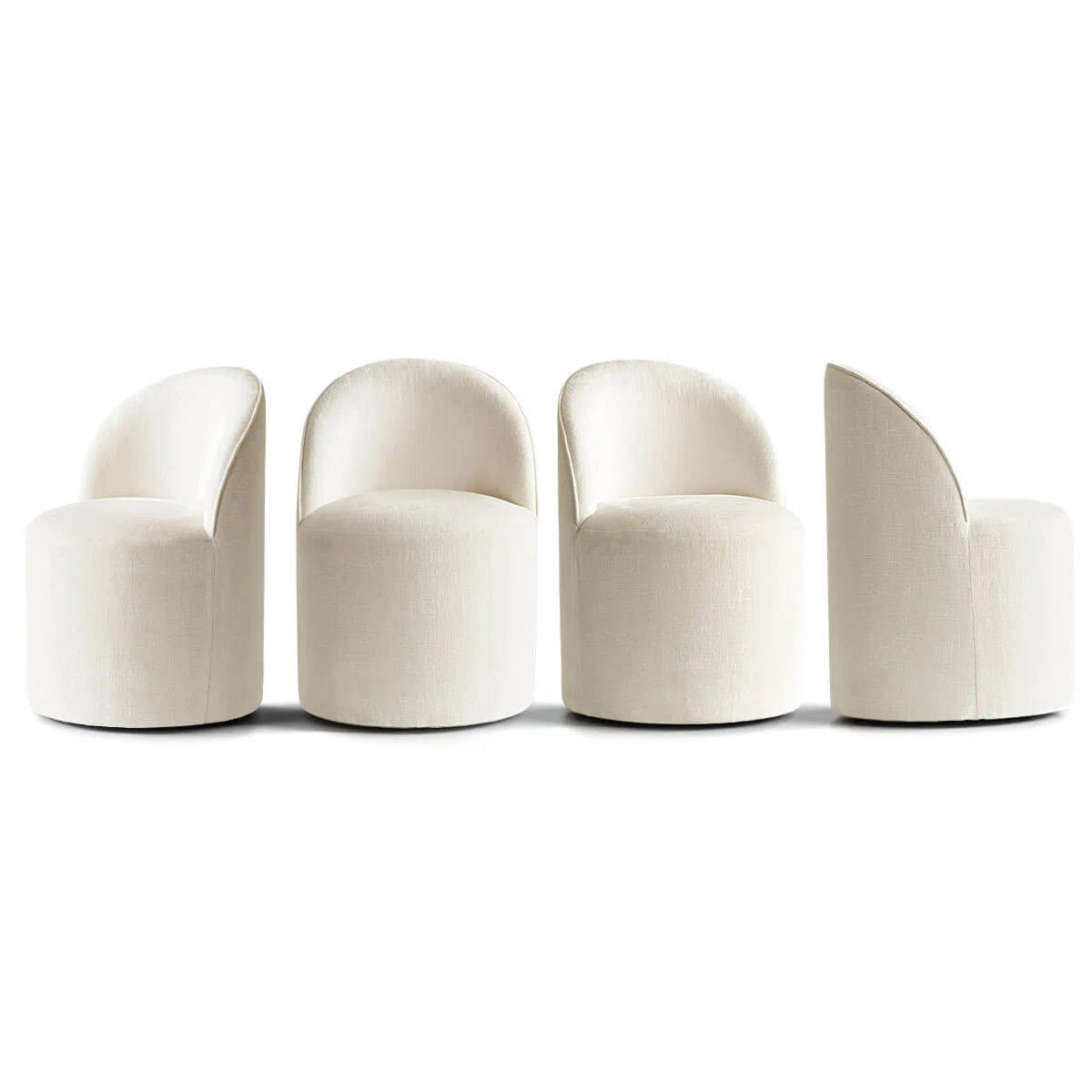 Linen Upholstered Swivel Dining Chair with Castors | Wayfair North America