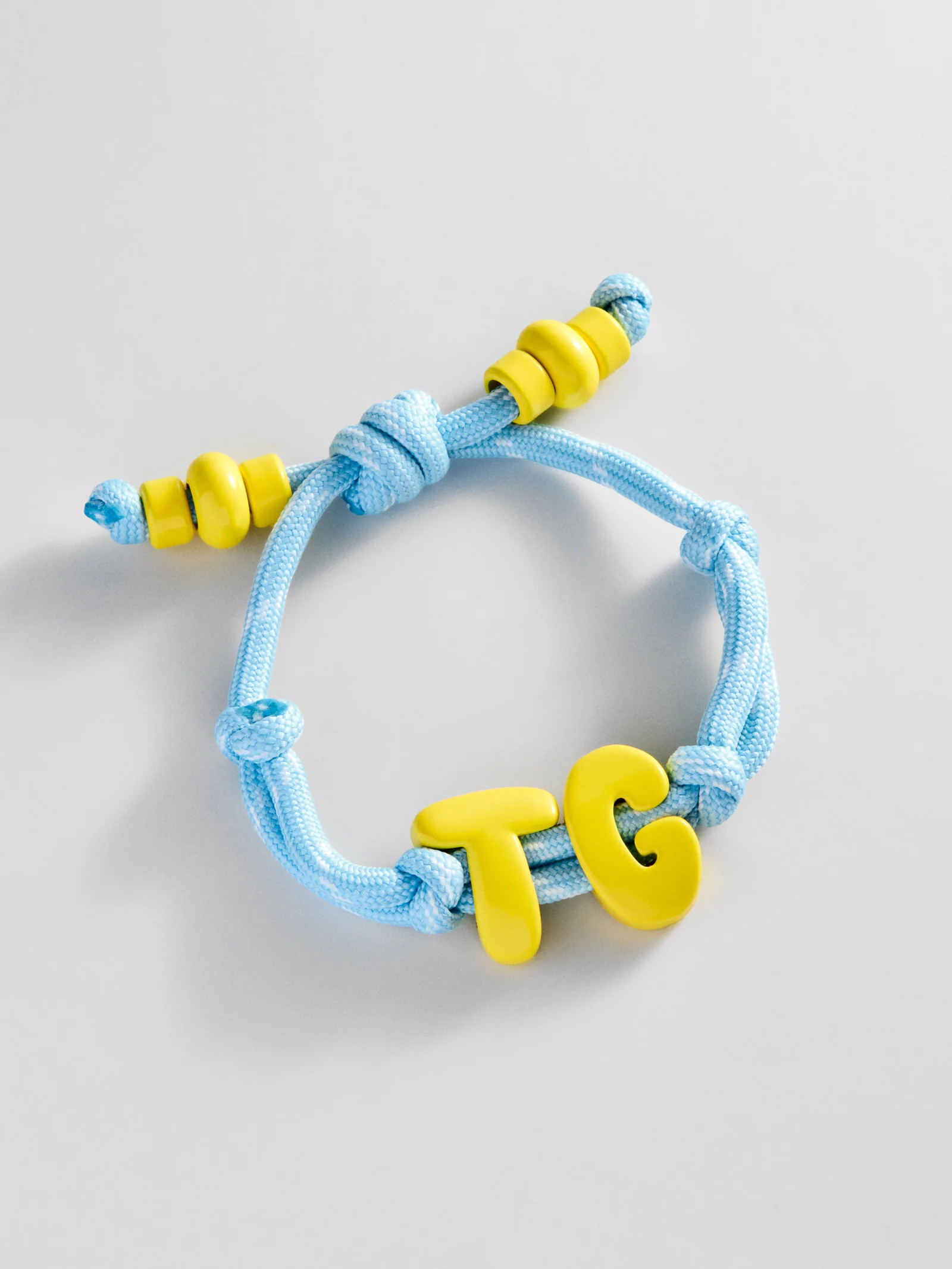 Knotty Enamel Initial Custom Bracelet - Blue/Yellow Double Letter | BaubleBar