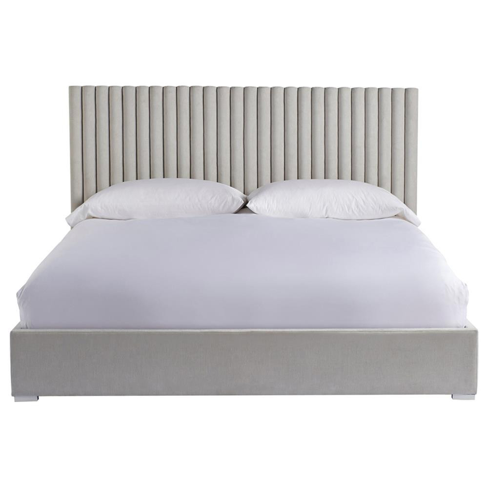 Veena Modern Grey Performance Upholstered White Wood Wall Tufted Bed - Queen | Kathy Kuo Home