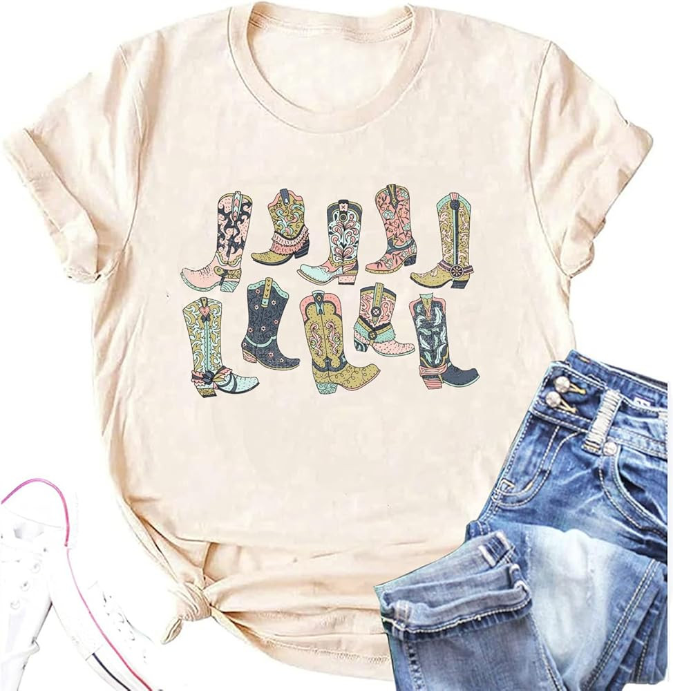 Long Live Cowboys Shirts Women Western Vintage Graphic Tees Funny Letter Print Country Music Tshi... | Amazon (US)