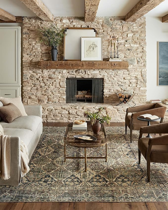 Loloi Magnolia Home by Joanna Gaines x Banks Spice/Blue 7'-6" x 9'-6" Area Rug | Amazon (US)