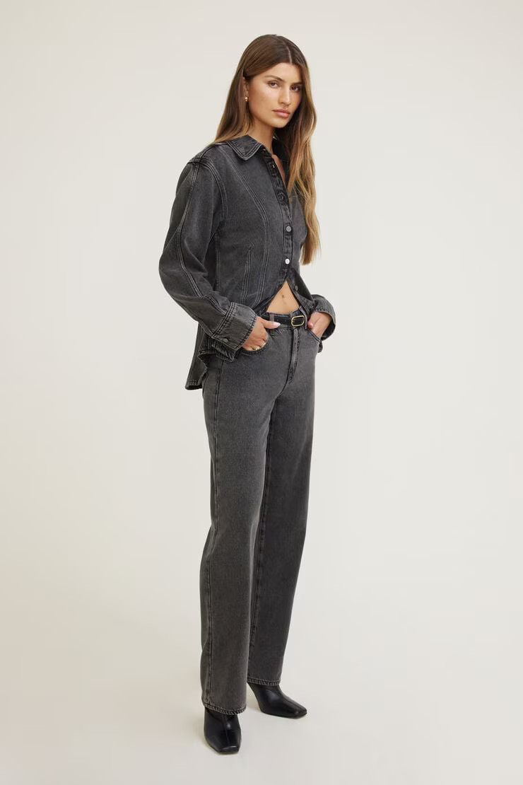 Cinched Tencel™ Denim Shirt | Dynamite Clothing