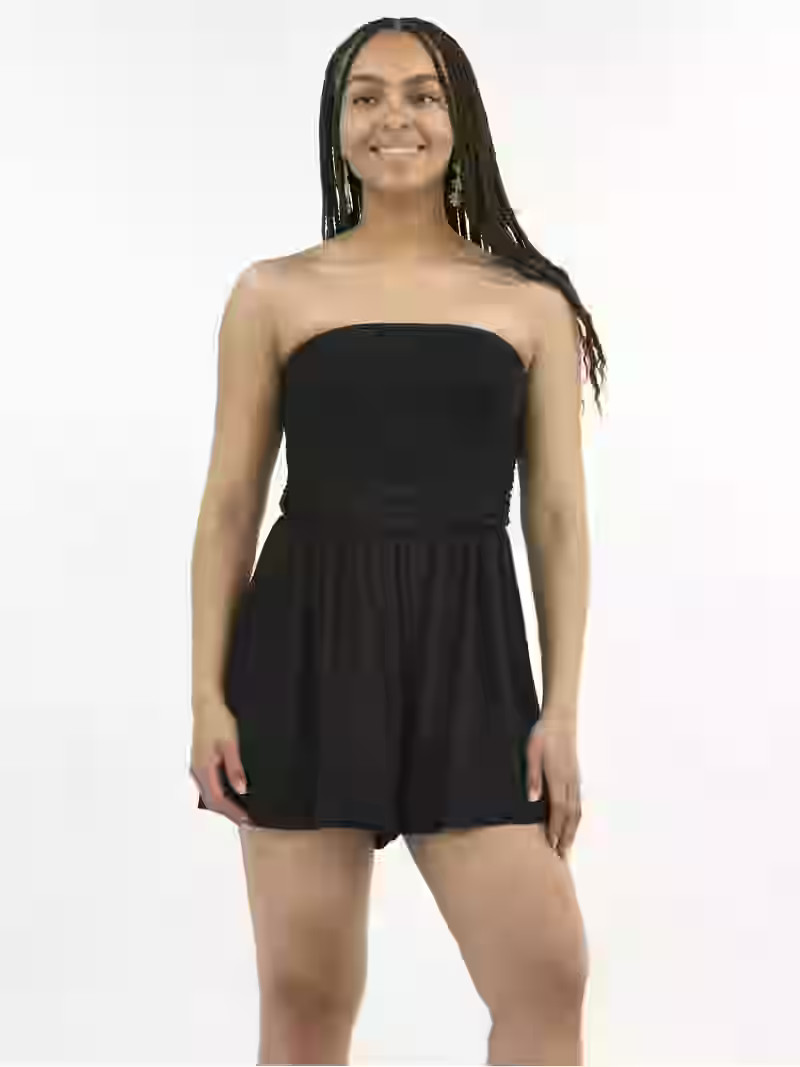 No Boundaries Ruched Knit Tube Romper, Women's | Walmart (US)
