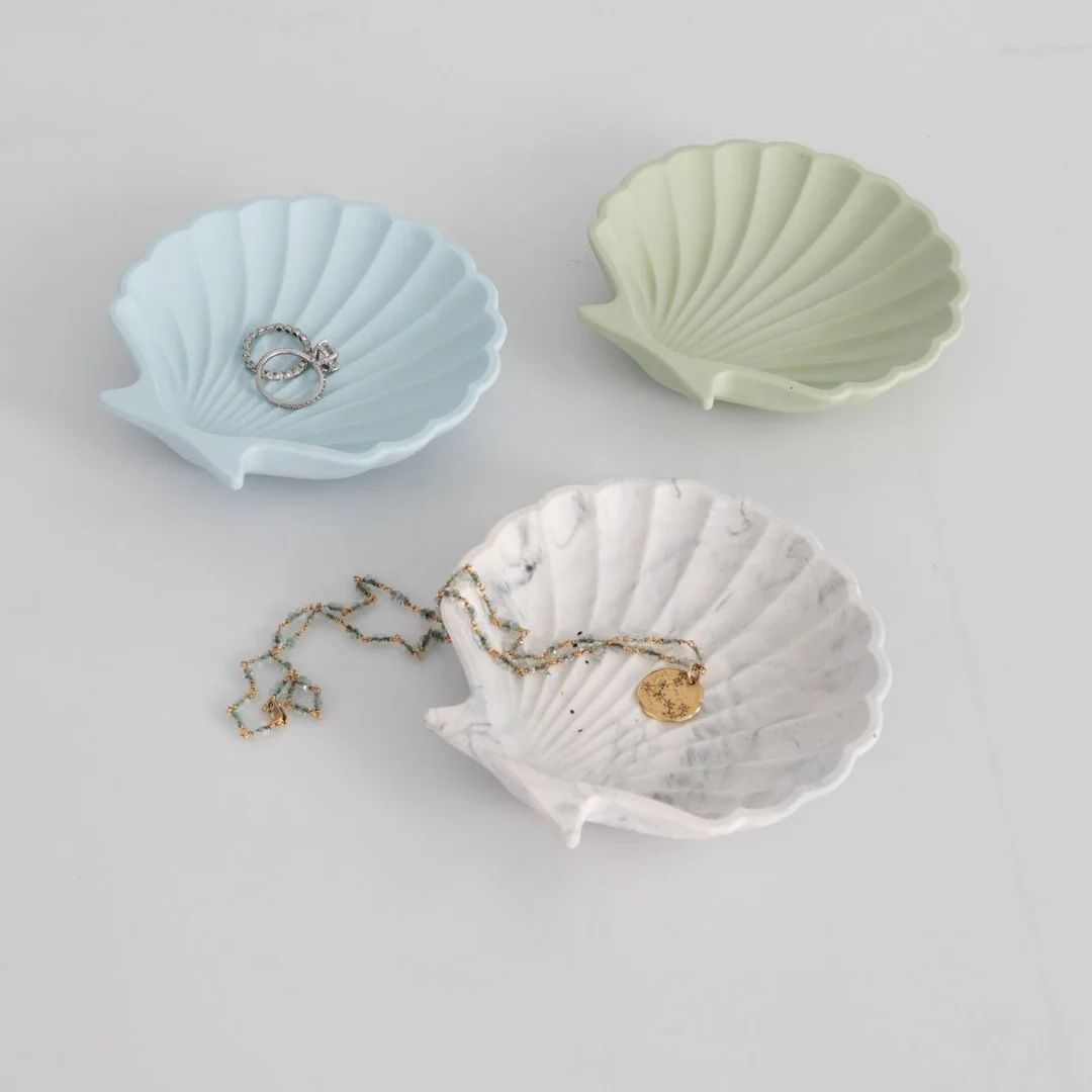 Scallop Shell Trinket Dish - Sea Green | Cailini Coastal