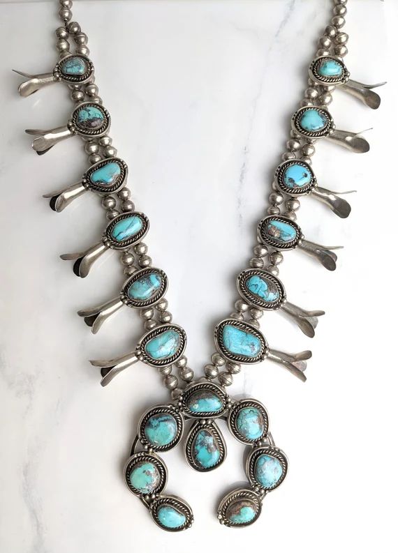 Vintage Native American Sterling Silver Blue Turquoise Squash | Etsy | Etsy (US)