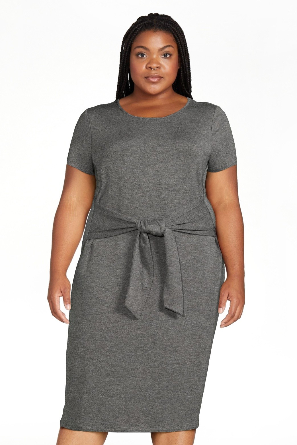 Time and Tru Women's Tie Waist Knit Dress | Walmart (US)