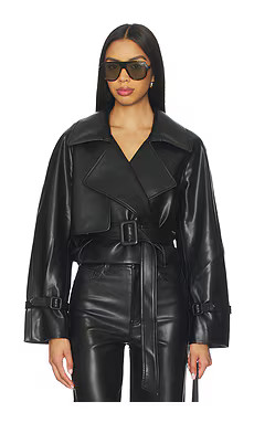 Elodie Charles Vegan Leather Crop Jacket in Black from Revolve.com | Revolve Clothing (Global)