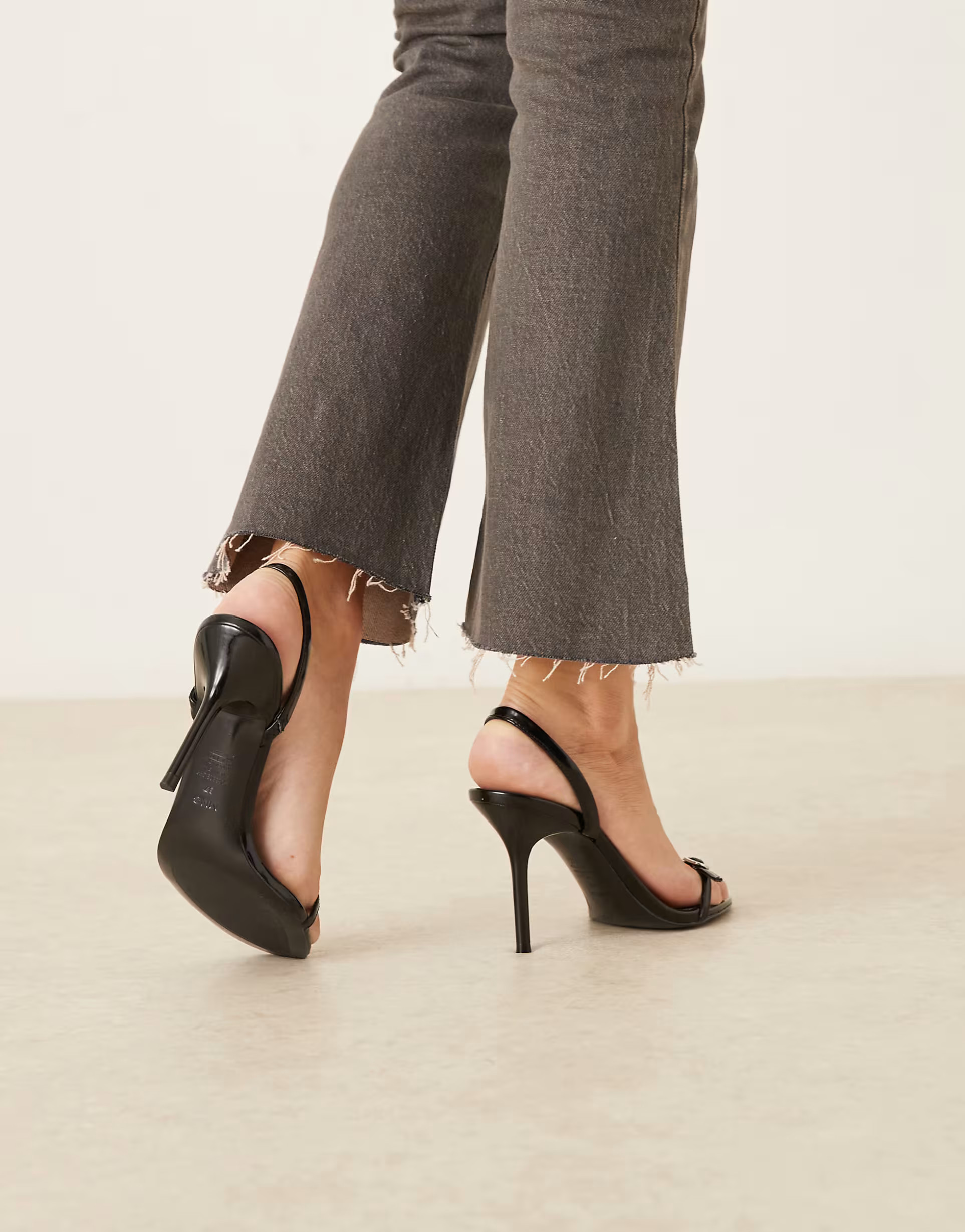 Mango buckle detail classic heeled sandal in black | ASOS (Global)