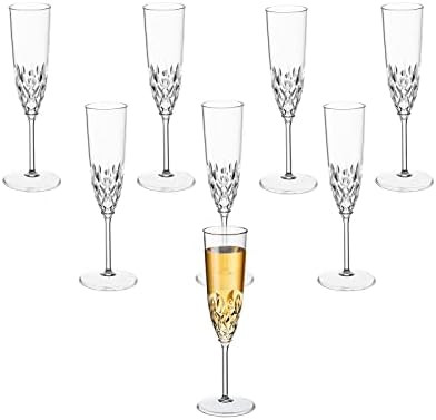 XKXKKE Plastic Champagne Flutes, 8 Pcs Shatterproof Reusable Fancy Crystal Clear Champagne Glasse... | Amazon (US)