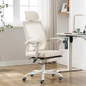 Qulomvs Mesh Ergonomic Office Chair with Footrest Home Office Desk Chair with Headrest and Backre... | Amazon (US)