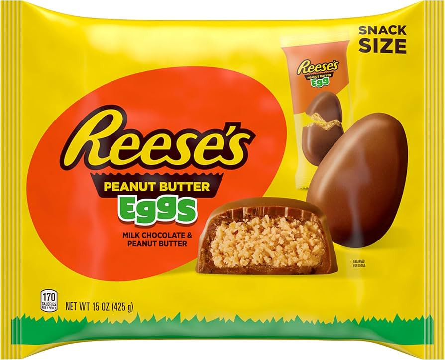REESE'S Milk Chocolate Snack Size Peanut Butter Eggs, Easter Basket Easter Candy Bag, 15 oz | Amazon (US)
