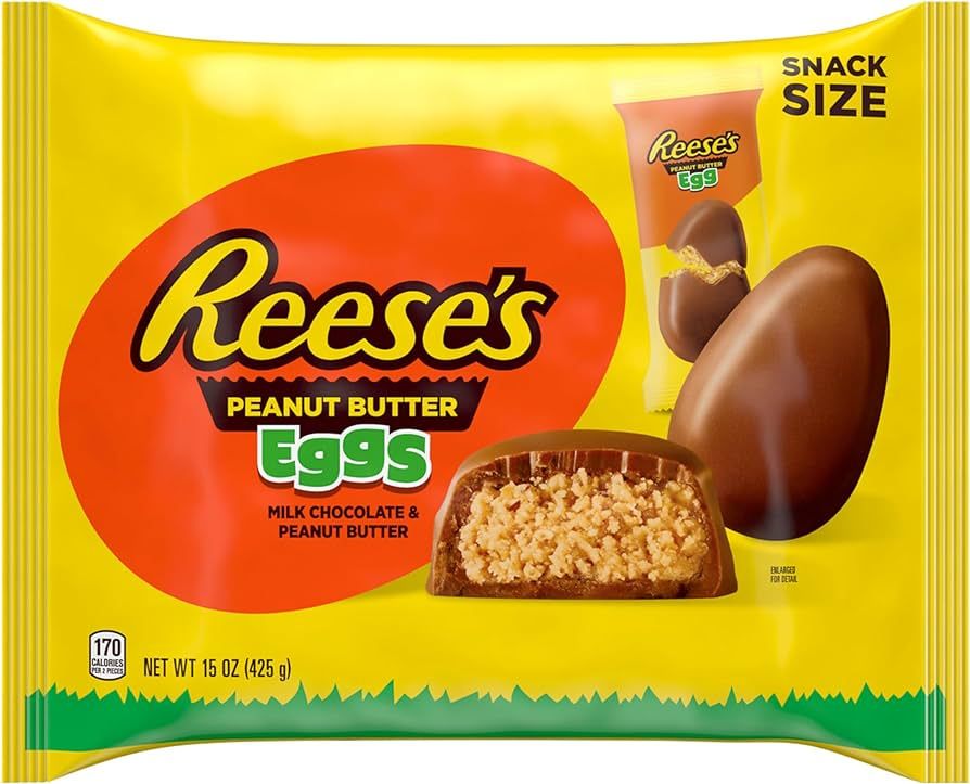 REESE'S Milk Chocolate Snack Size Peanut Butter Eggs, Easter Basket Easter Candy Bag, 15 oz | Amazon (US)