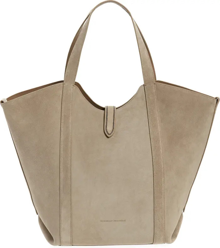 Brunello Cucinelli Monili Trim Suede Tote | Nordstrom | Nordstrom