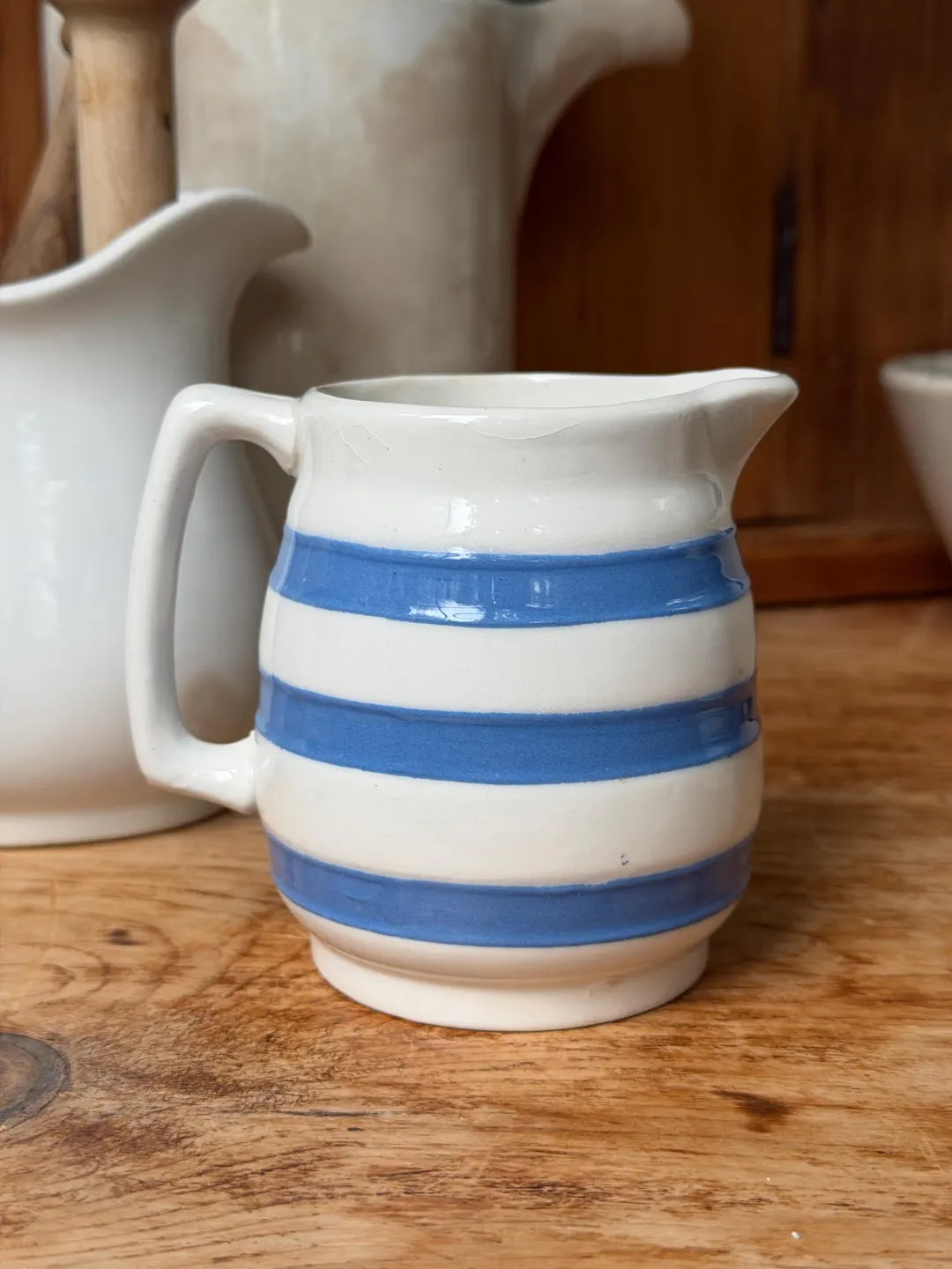 Vintage English Staffordshire Chef Ware Blue & White Cabana Stripe Bands Pottery Pitcher Jug - Et... | Etsy (Global)