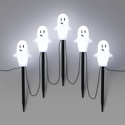5ct LED Plastic Ghost Halloween Novelty Pathway Lights with Cool White LEDs - Hyde and EEK! Bouti... | Target