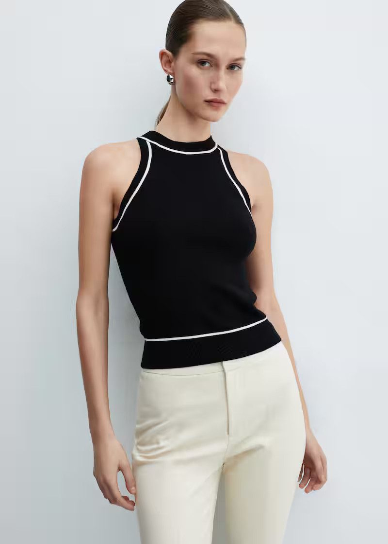 Contrast trim top | MANGO (US)