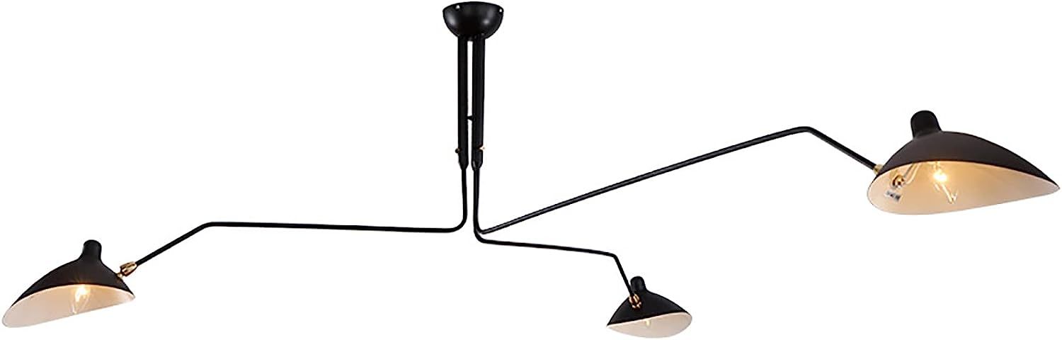 OUWTE 3 Lights Black Chandelier 3-Arms Hanging Lights Vintage Modern Adjustabl Lighting Fixtures ... | Amazon (US)