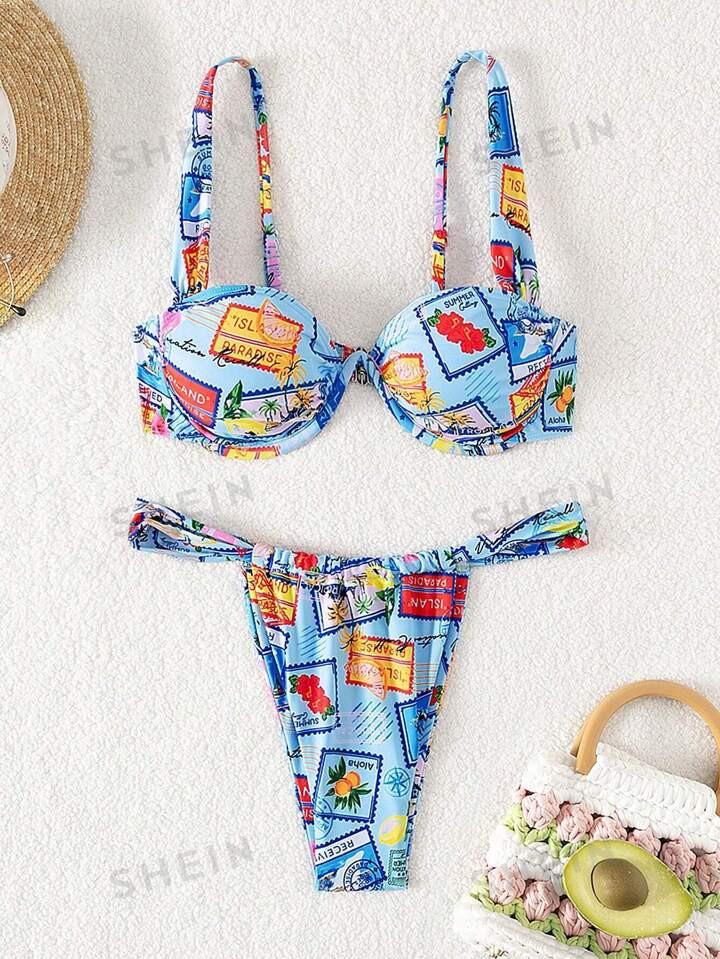 SHEIN Swim Vcay One-piece Printed Swimsuit With Straps | SHEIN