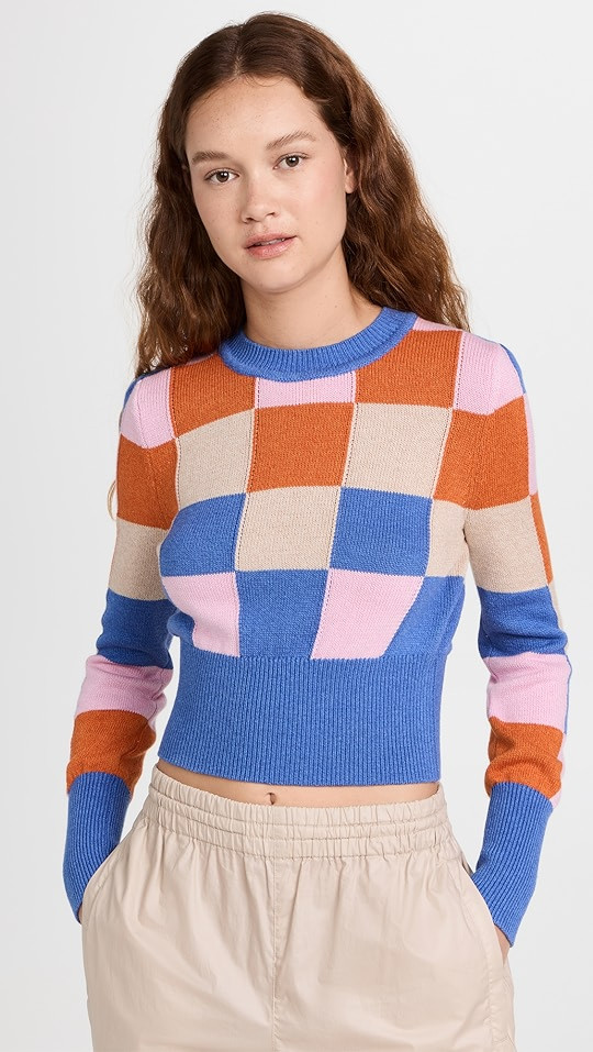 JoosTricot Patchwork Crew Neck Sweater | SHOPBOP | Shopbop