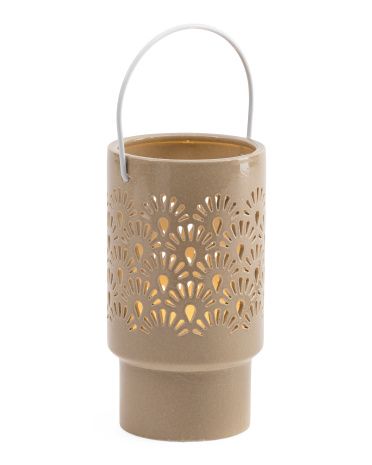 8in Led Shell Ceramic Lantern | TJ Maxx