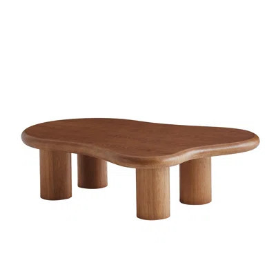 Modern Coffee Table, Wooden Cloud Coffee Table With 4 Sturdy Legs For Living Room, Walnut | Wayfair North America