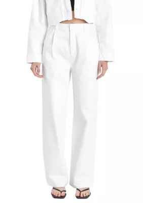 Grey Lab Women's Wide Leg High Waisted Pants, White, Medium | Belk