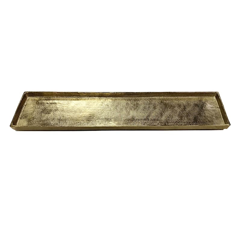 Gold Cast Aluminum Rectangle Tray, 39x9 | At Home