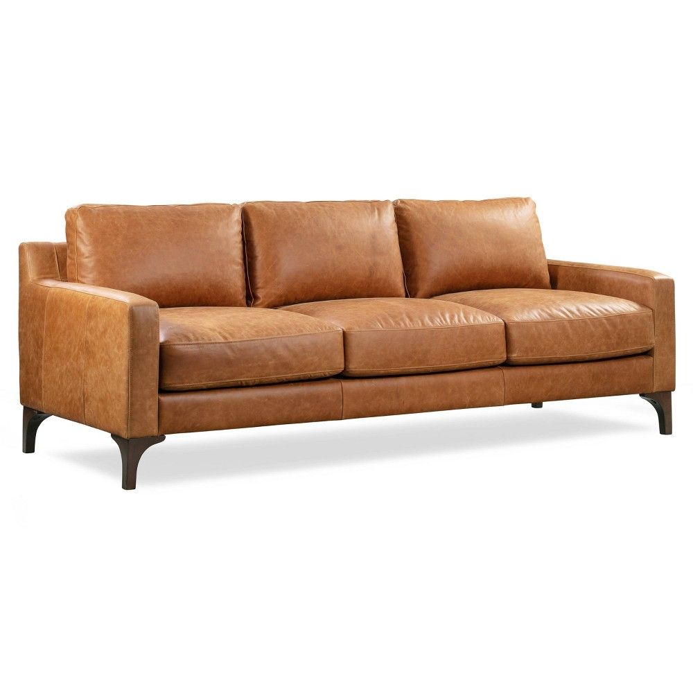 Memphis Leather Sofa Cognac Tan - Poly & Bark | Target