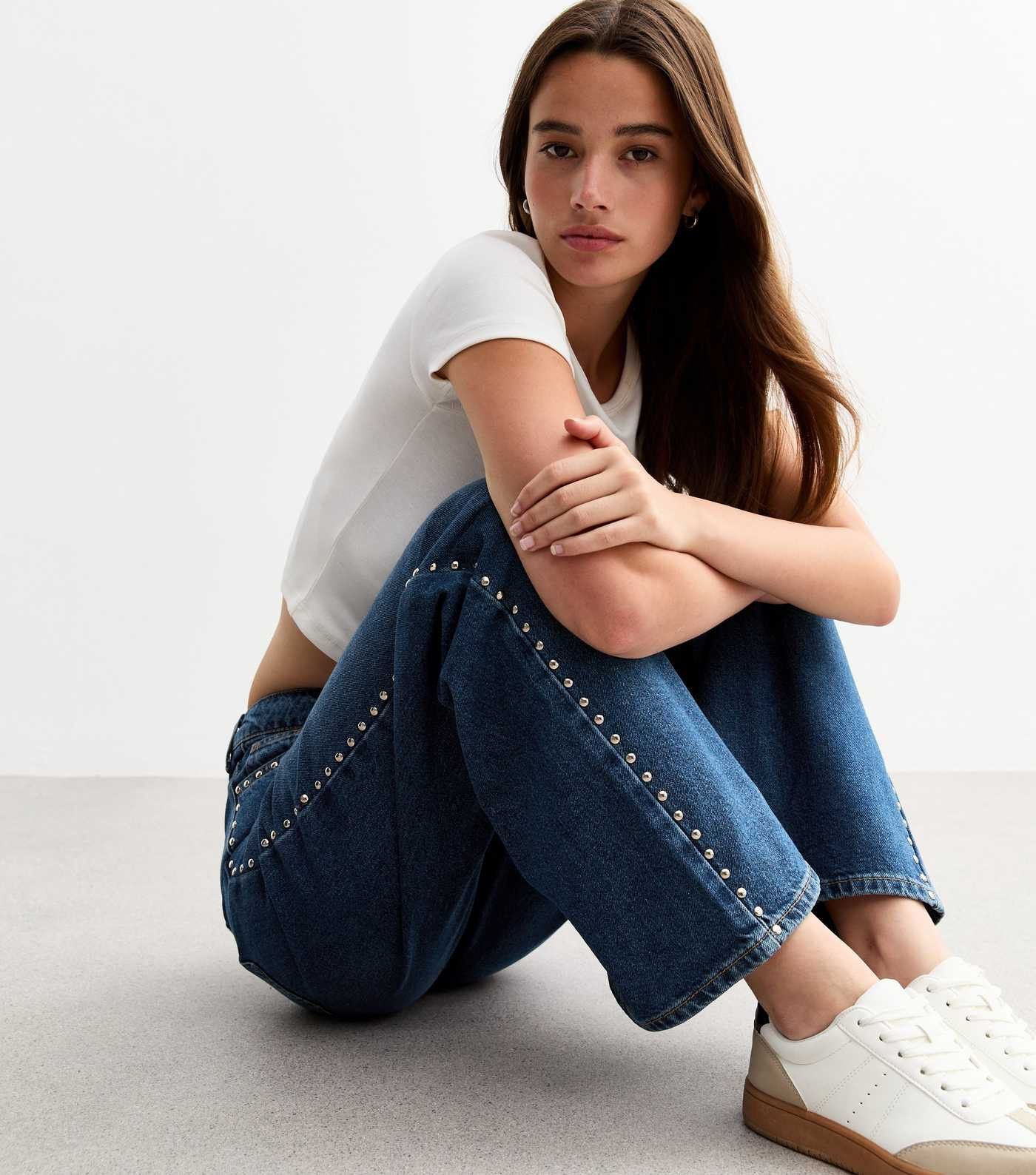 Blue Studded Wide Leg Jeans 
						
						Add to Saved Items
						Remove from Saved Items | New Look (UK)