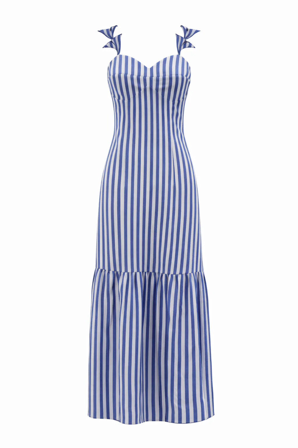 Zoe Coastal Blue Stripe Midi Dress | Anna Cate Collection