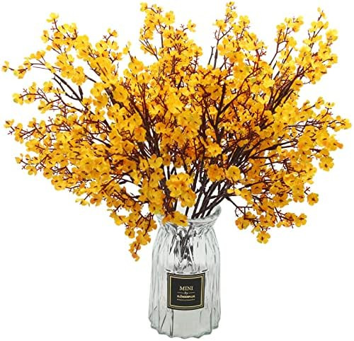 Hananona 10 Pcs Artificial Babys Breath Flowers Fabric Fake Yellow Silk Flowers for Fall Season H... | Amazon (US)