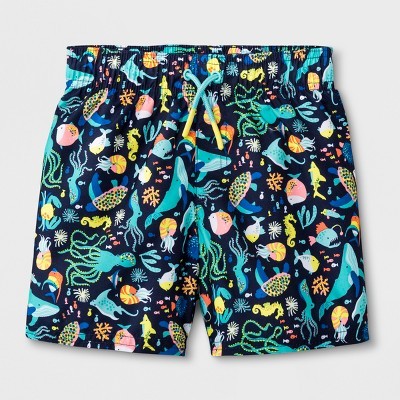 Toddler Boys' Under The Sea Swim Trunks - Cat & Jack™ Navy | Target