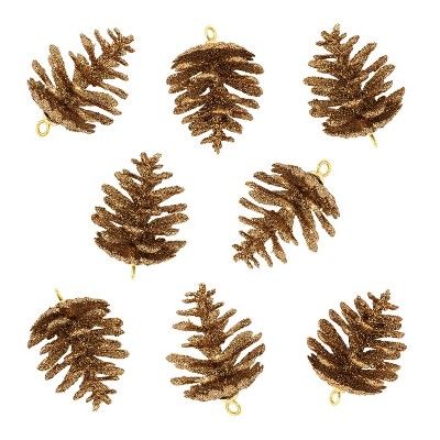 8ct Mini Glitter Pinecones Christmas Ornament Set Gold - Wondershop™ | Target