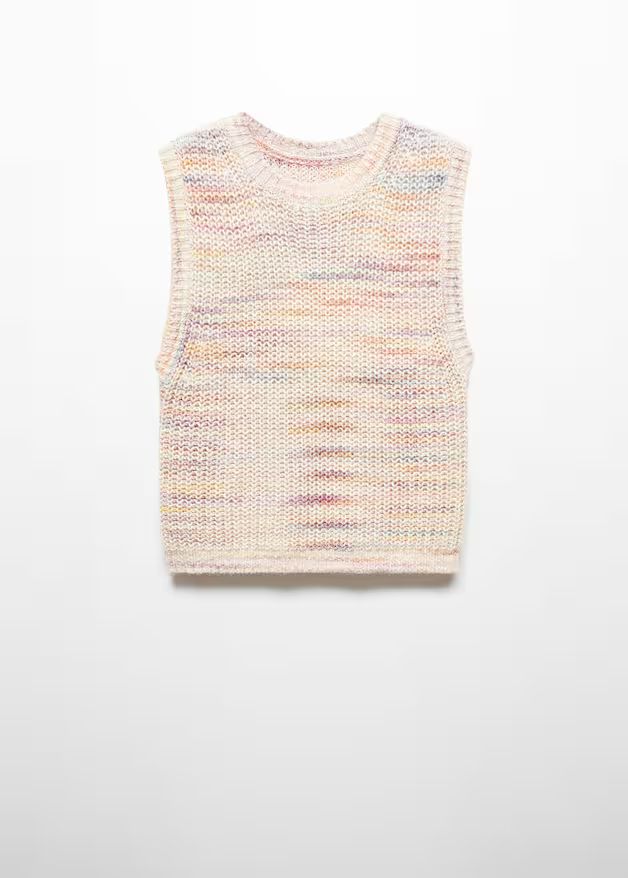 Multi-coloured knitted vest | MANGO (US)