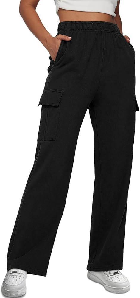 Trendy Queen Womens Cargo Sweatpants Wide Leg Baggy Fleece High Waisted Sweats Pants Athletic Tro... | Amazon (US)