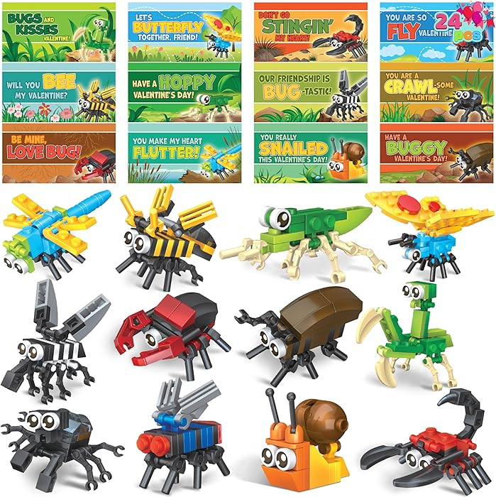JOYIN 24 Packs Valentines Party Gift Cards with Building for Party Favor, Kids Classroom Exchange... | Amazon (US)